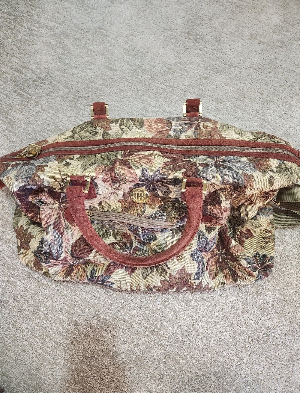 Vintage Floral Tapestry Weekender Bag